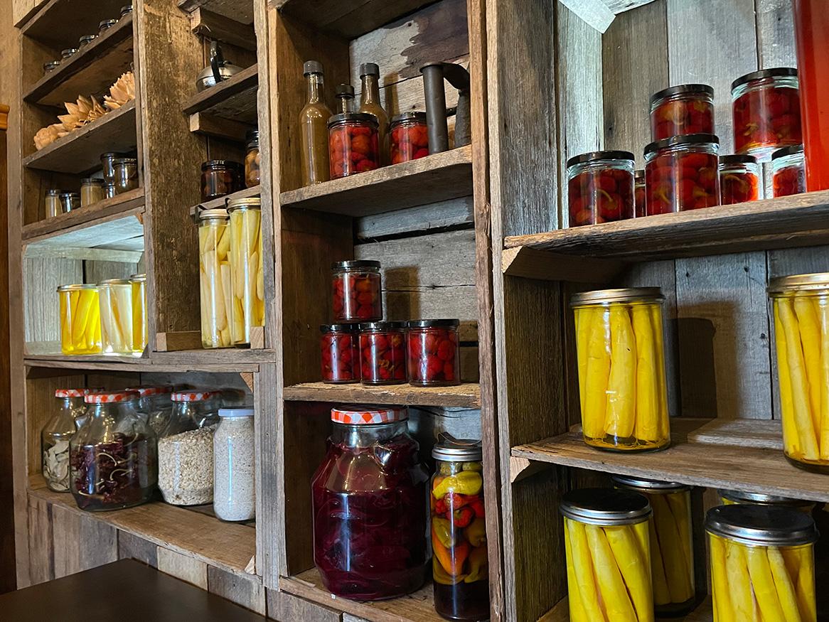Jars on shelves 