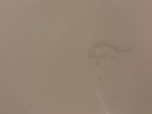 This bathroom stain/ damaged area has been there since I moved into the residence.