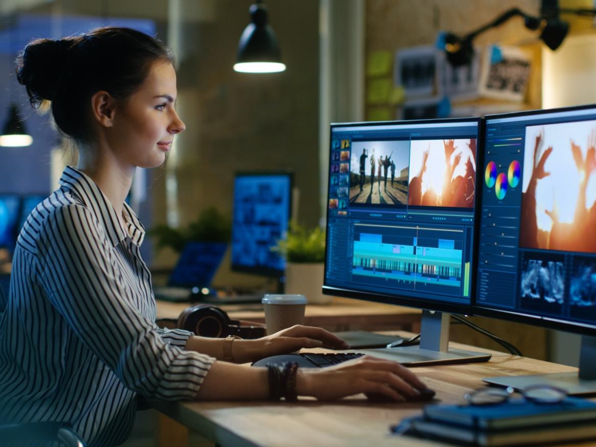 Young woman using digital technology
