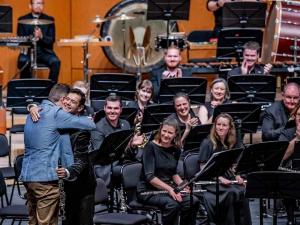 Lloyd Van't Hoff and Dr Martin Cheney with Adelaide Wind Orchestra