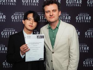 Young Taek Jo (First Prize, South Korea) at the Adelaide International Classical Guitar Competition 2024. Photo: Kyahm Ross