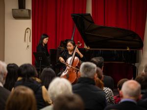 Akio Le Vu (cello) performing at our OMA Mid-Year Concerts 2025