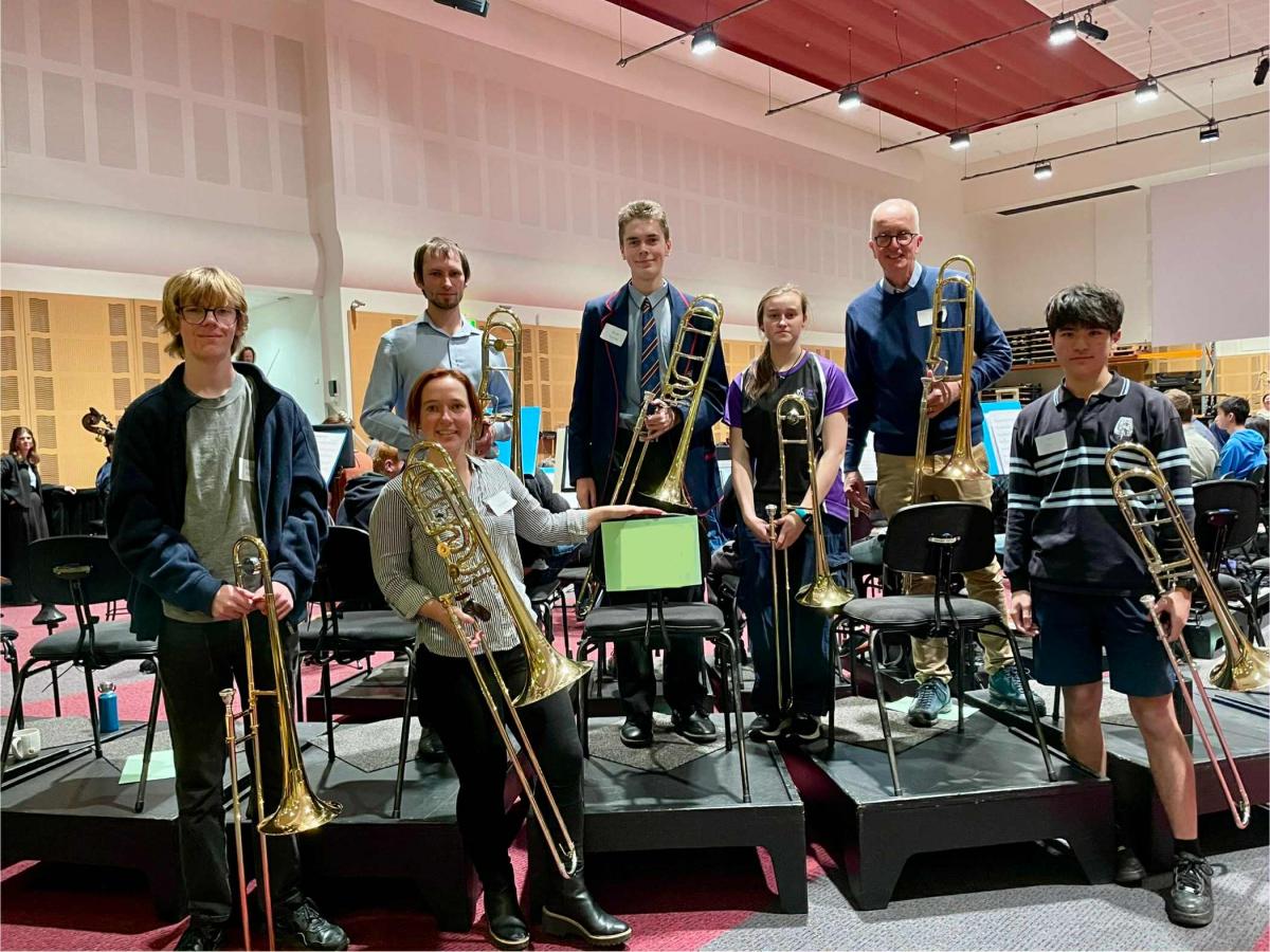 L–R: Hayden Winter (OMA), Amanda Tillet (ASO), Ed Koltun (ASO), Ryan Green (Woodcroft College), Elizabeth Wheeler (OMA), Ian Denbigh (ASO), and Joshua Fuller (OMA).