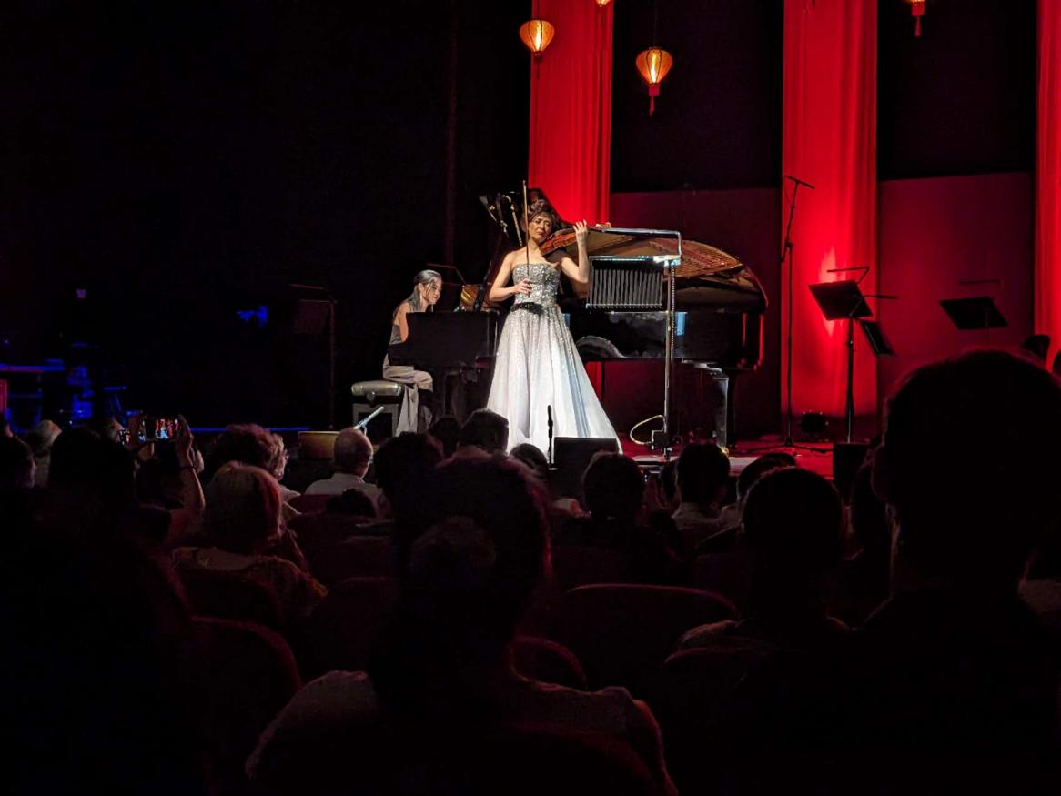 Yundi Yuan with Hong Kong String Orchestra Artistic Director Jue Yao at Her Majesty's Theatre for 2025 Chinese Lunar New Year Concert