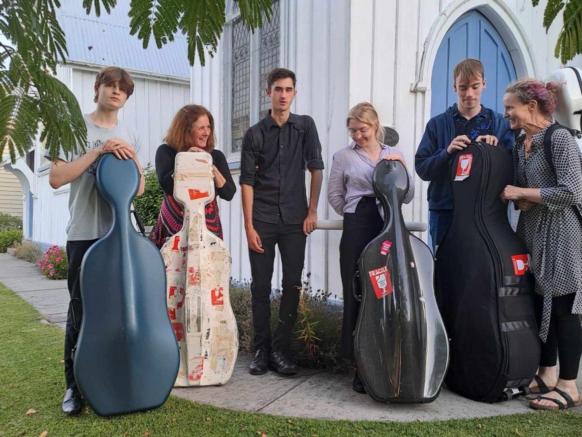 Edith Salzmann and Elder Conservatorium Cello Students in New Zealand