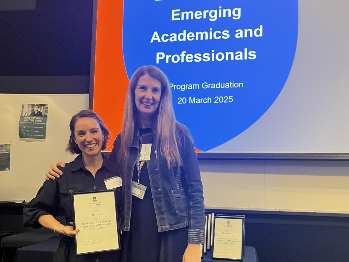 Erin James with Professor Anna Goldsworthy