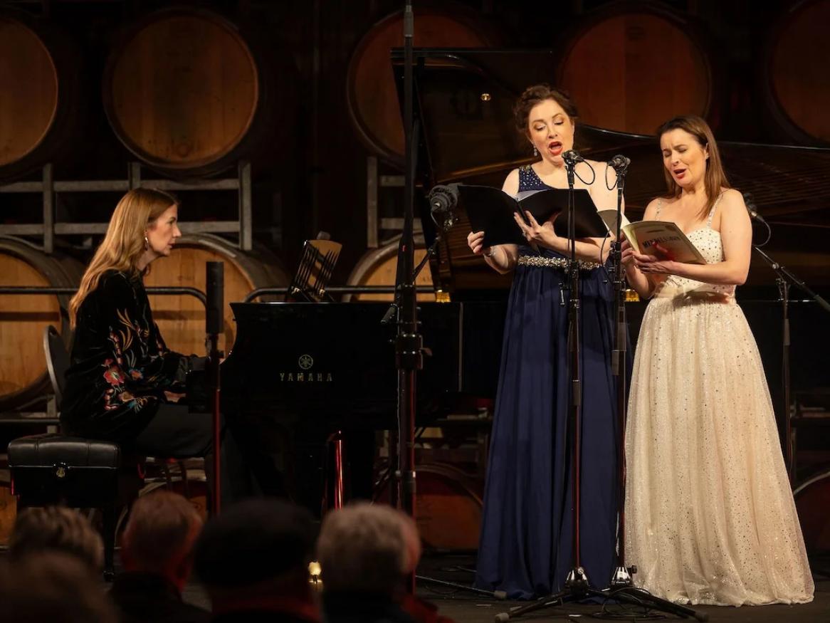 Anna Goldsworthy (piano), Lorina Gore (soprano) and mezzo-soprano Victoria Lambourn (mezzo-soprano) at the 2025 Coriole Music Festival