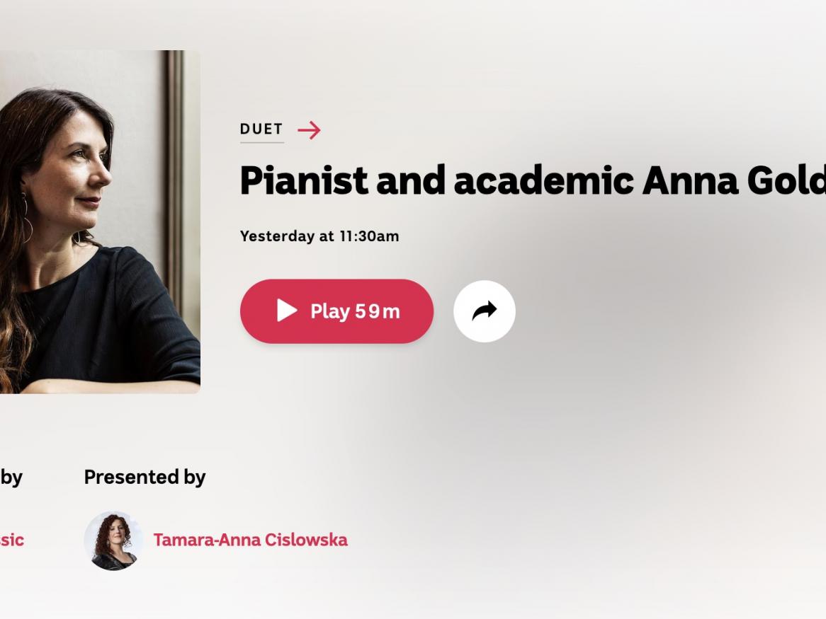 Professor Anna Goldsworthy on ABC Classic's 'Duet' Program