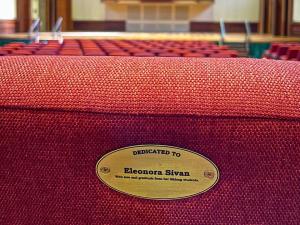 Back of seat in Elder Hall