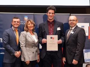 Brodie Brooks is awarded a prize at the Adelaide Business School Prize Night