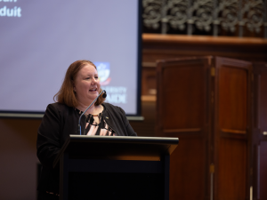 Jodie Conduit speaks at the Faculty Awards 2024