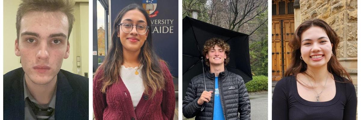 Lachlan, Shreya, Max, and Katherine smile into the camera.