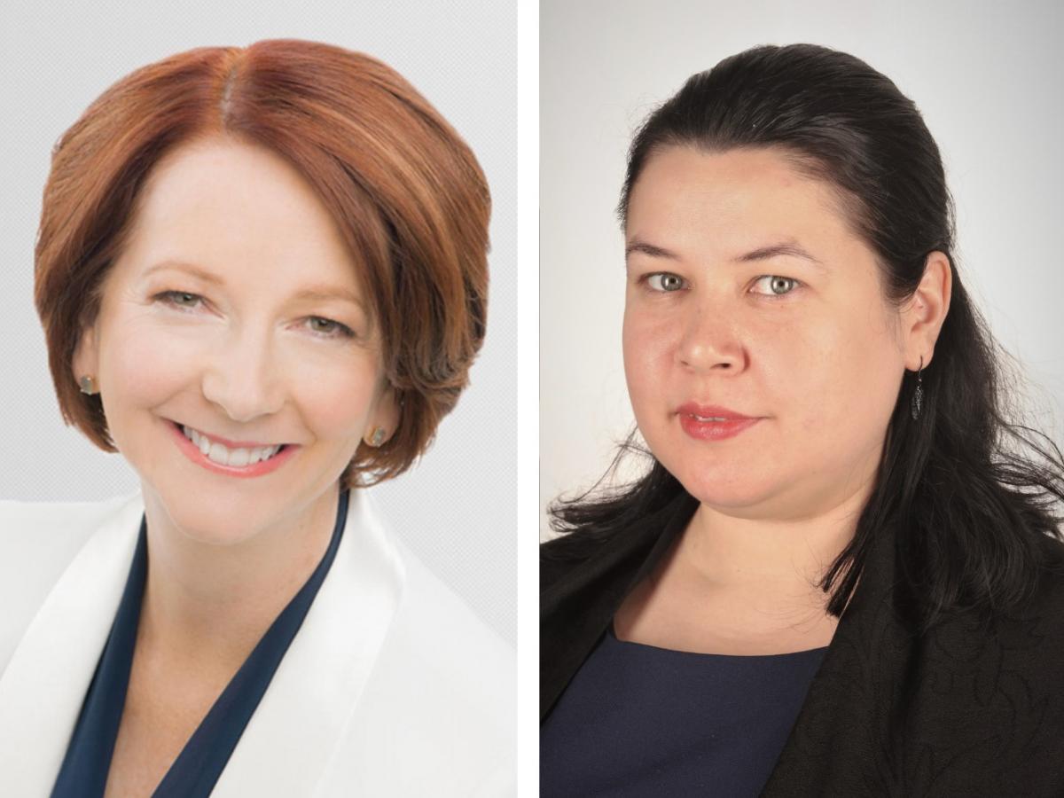 A collage of Julia Gillard and Duygu Yengin