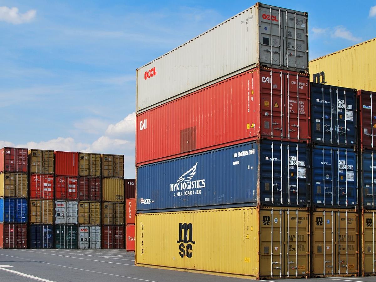Shipping containers on a dock