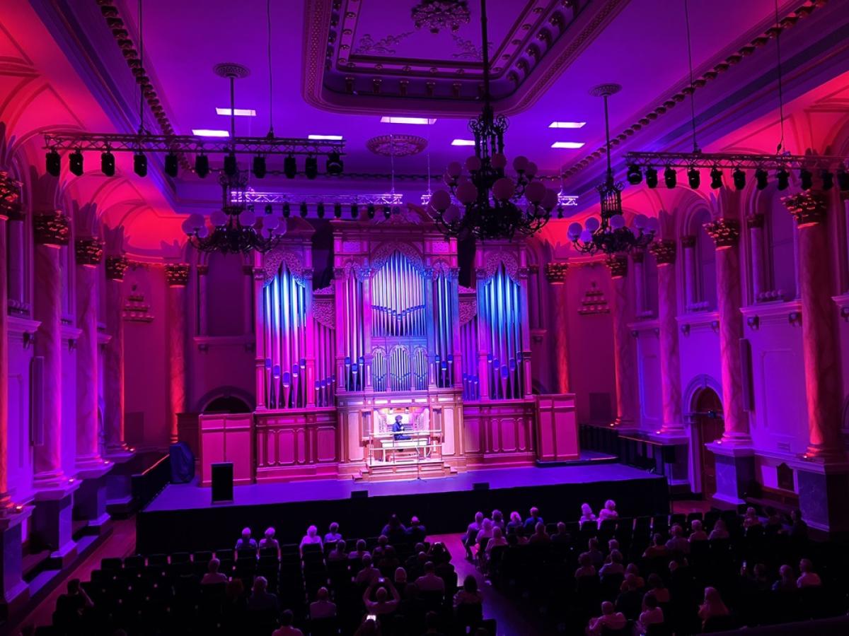 Professor Forlivesi at the Adelaide Town Hall organ