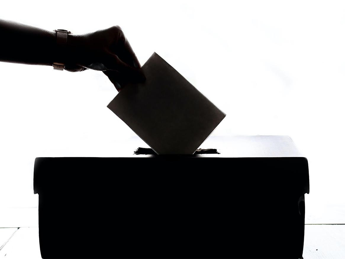 Ballot paper being placed into a ballot box