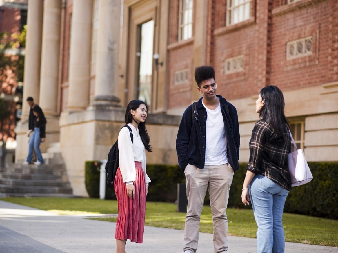 Students on north terrace campus