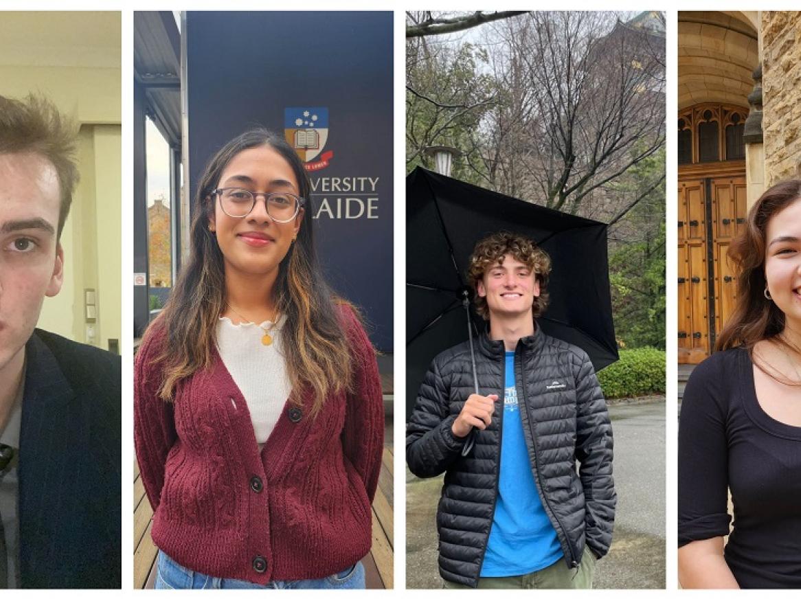 Lachlan, Shreya, Max, and Katherine smile into the camera.