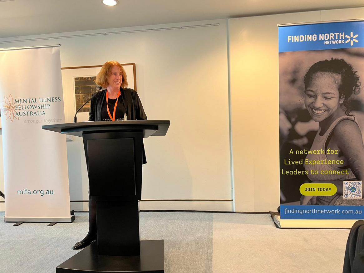 Professor Fran Baum AO speaking at the Parliamentary Friends of Mental Health Dinner