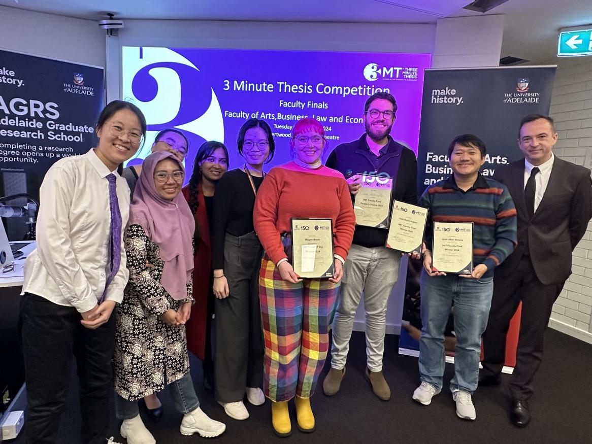3 Minute Thesis ABLE Faculty Final 2024 participants stand and smile