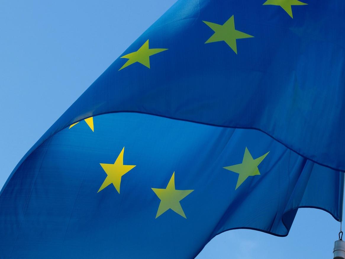 The European Union flag flies